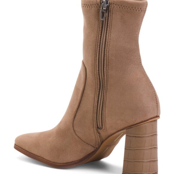 NEW DOLCE VITA Petya Suede Dress Heel Booties mushroom for women 563tn - Picture 6 of 8